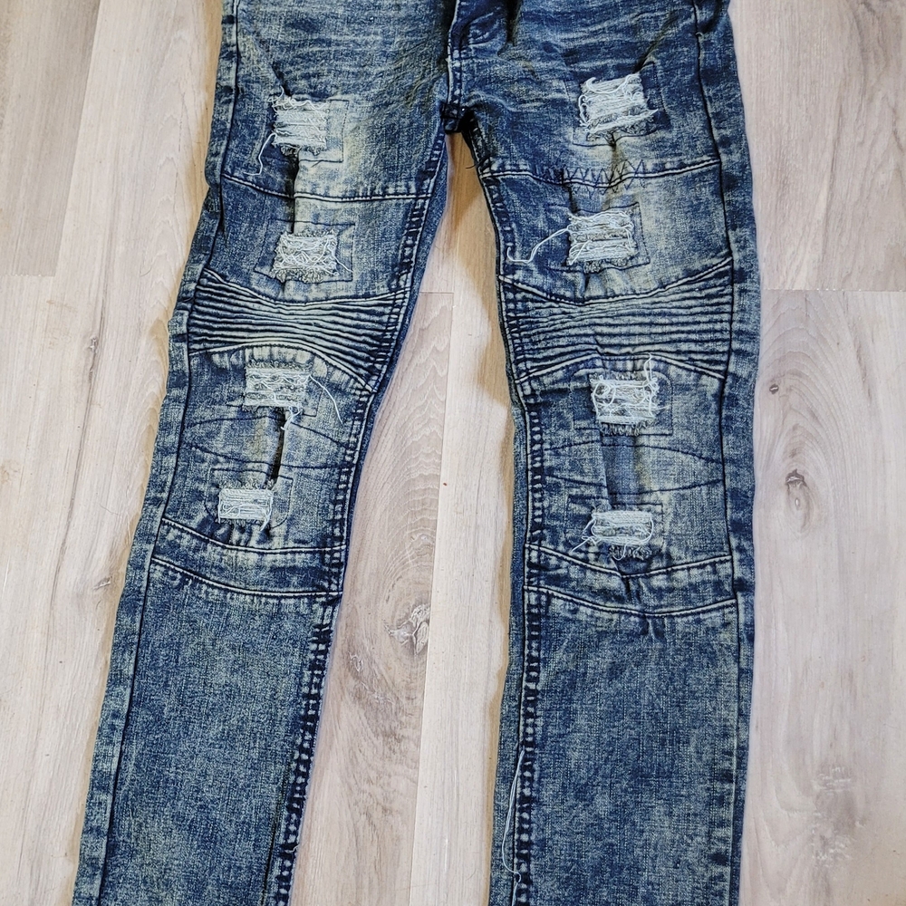 Encrypted Distressed Blue Jeans Size 14